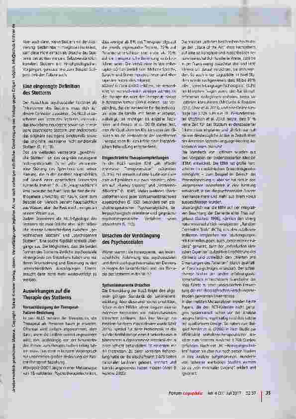 Vorschauseite 4: Zur Praxisrelevanz der neuen AWMF-Leitlinie „Stottern