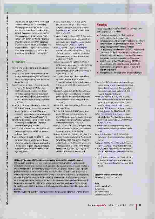 Vorschauseite 6: Zur Praxisrelevanz der neuen AWMF-Leitlinie „Stottern