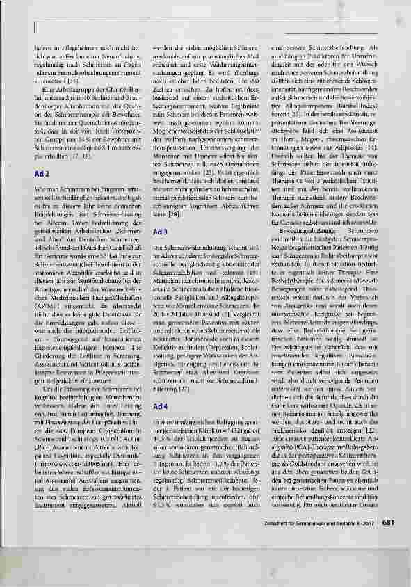 Vorschauseite 2: Stand und Perspektiven zu Schmerzen und Schmerztherapie im Alter