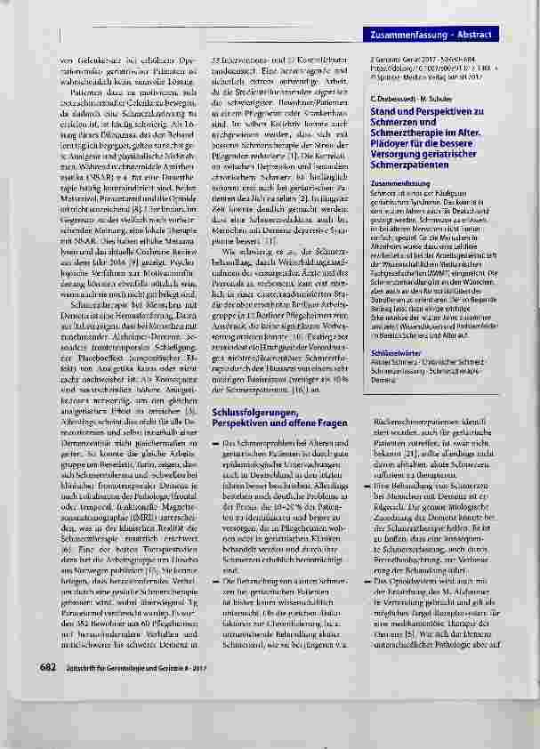 Vorschauseite 3: Stand und Perspektiven zu Schmerzen und Schmerztherapie im Alter