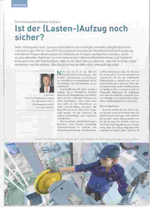 Vorschauseite 1: Ist der (Lasten-)Aufzug noch sicher?