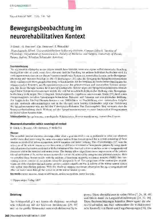 Vorschauseite 1: Bewegungsbeobachtung im neurorehabilitativen Kontext