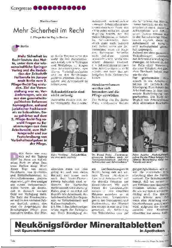 Vorschauseite 1: Mehr Sicherheit im Recht 2. Pflege-Recht-Tag in Berlin