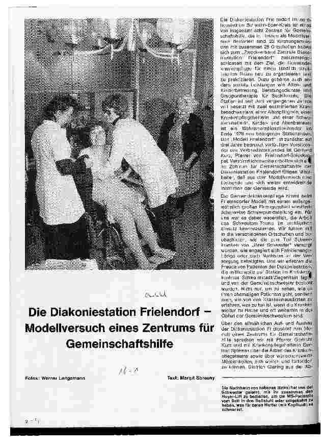 Vorschauseite 1: Die Diakoniestation Frielendorf-Modellversuch eines Zentrums für Gemeinschaftshilfe