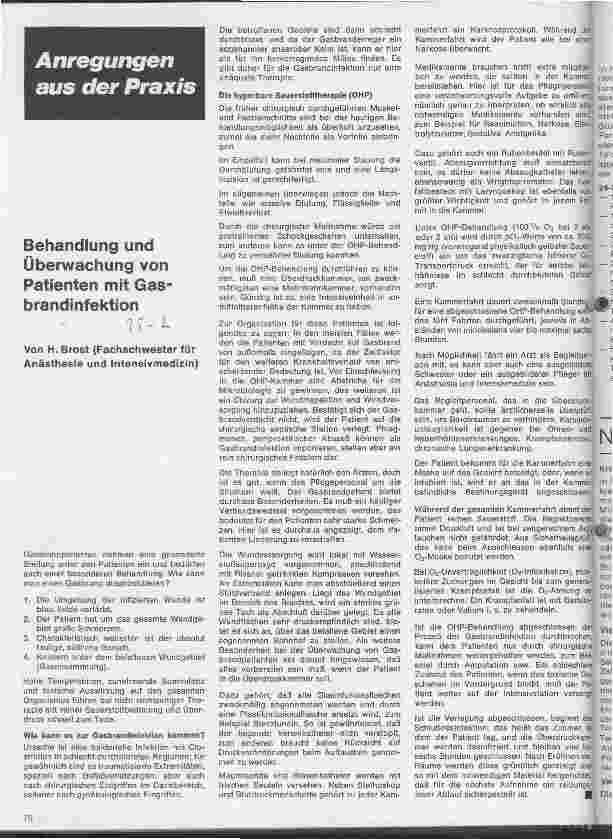 Vorschauseite 1: Behandlung und Überwachung von Patienten mit Gasbrandinfektionen