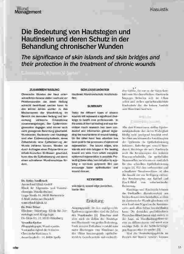 Vorschauseite 1: Die Bedeutung von Hautstegen und Hautinseln und deren Schutz in der Behandlung chronischer Wunden