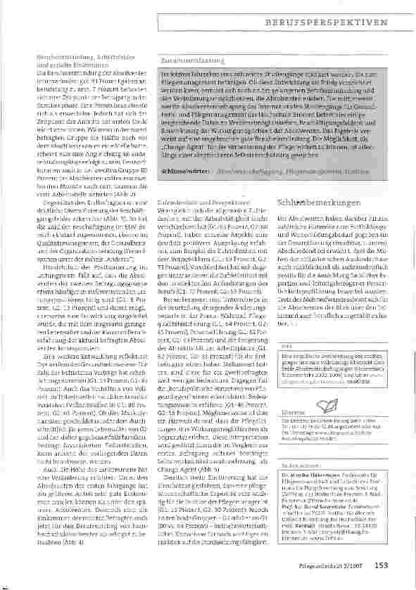 Vorschauseite 4: Internationaler Studiengang für Pflegeund Gesundheitsmanagement Bremen: Zweite Absolventenbefragung: Diplom - und was dann?