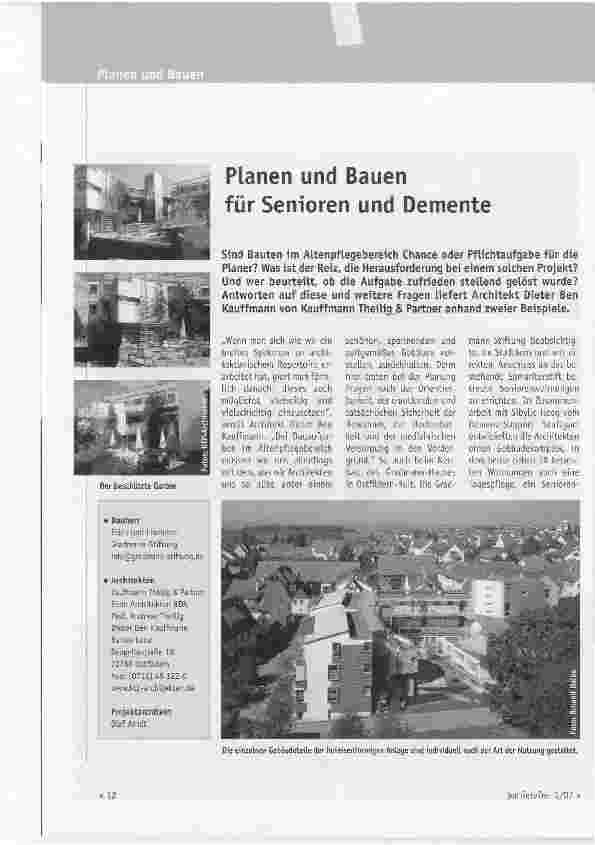 Vorschauseite 1: Planen und Bauen für Senioren und Demente