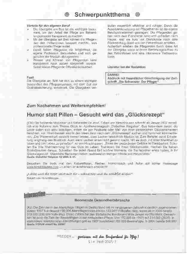 Vorschauseite 4: Praxisbericht - Übergabe am Patientenbett