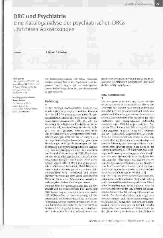 Vorschauseite 1: DRG und PsychiatrieEine Kataloganalyse der psychiatrischen DRGs und deren Auswirkungen