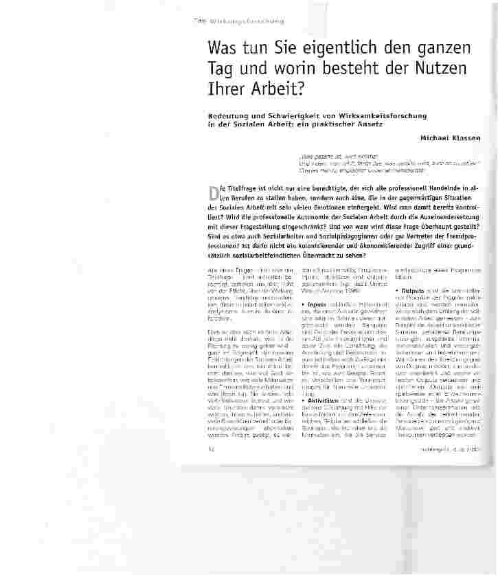 Vorschauseite 1: Was tun Sie eigentlich den ganzen Tag und worin besteht der Nutzen Ihrer Arbeit?