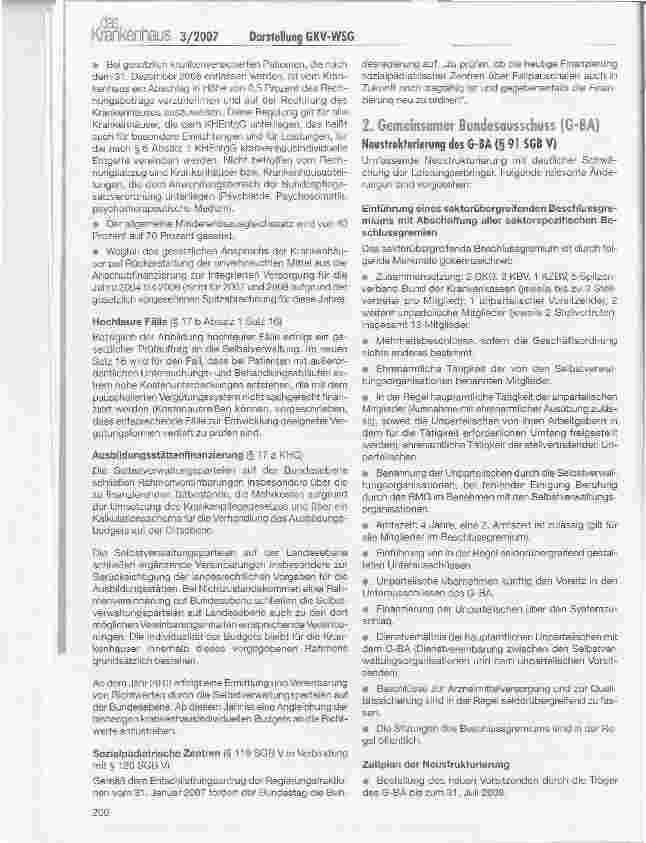 Vorschauseite 2: GKY-WSG: Darstellung der krankenhausrelevanten Regelungen