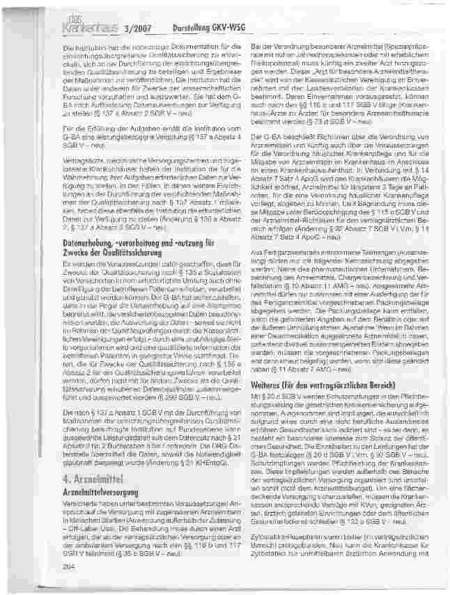 Vorschauseite 6: GKY-WSG: Darstellung der krankenhausrelevanten Regelungen