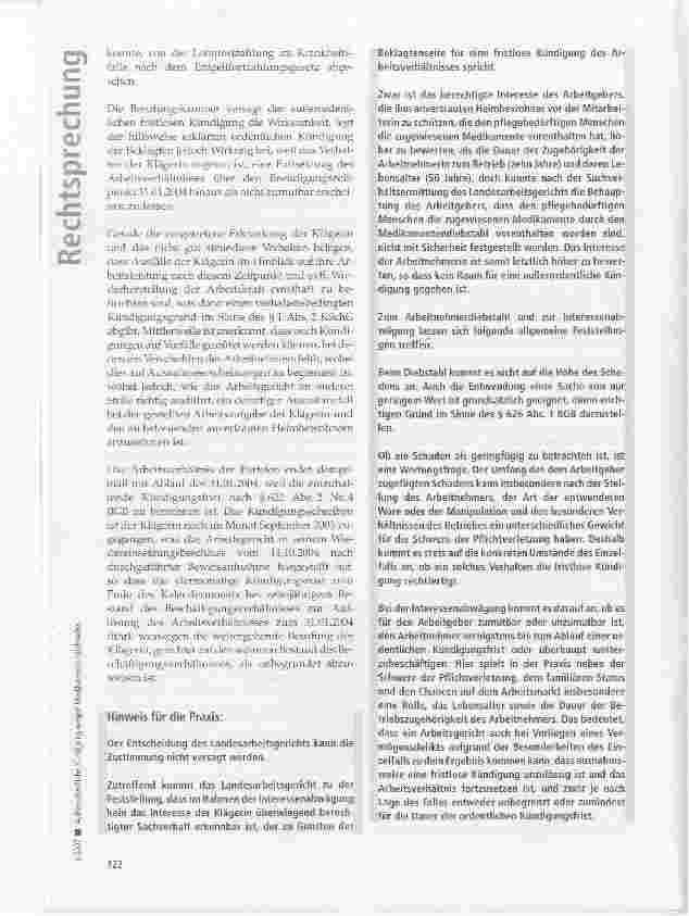Vorschauseite 3: Außerordentliche Kündigung wegen Medikamentendiebstahls