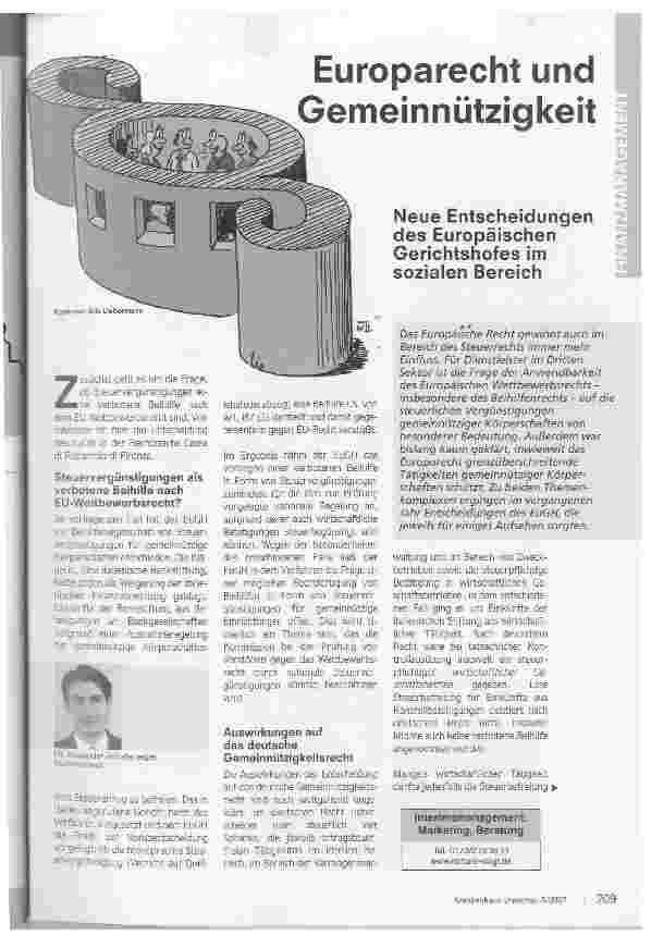 Vorschauseite 1: Europarecht und Gemeinnützigkeit