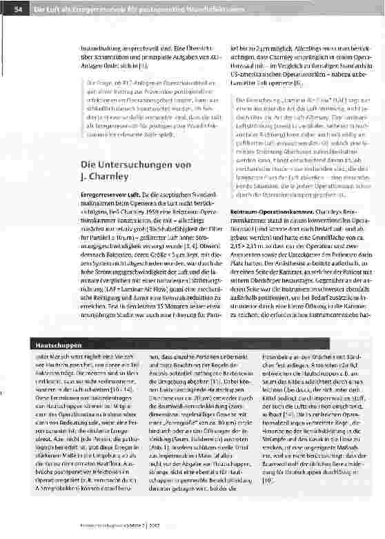 Vorschauseite 2: Die Luft als Erregerreservoir für postoperative Wundinfektionen - Teil 1: Welche Aussagen lassen die klinischen Studien zu?