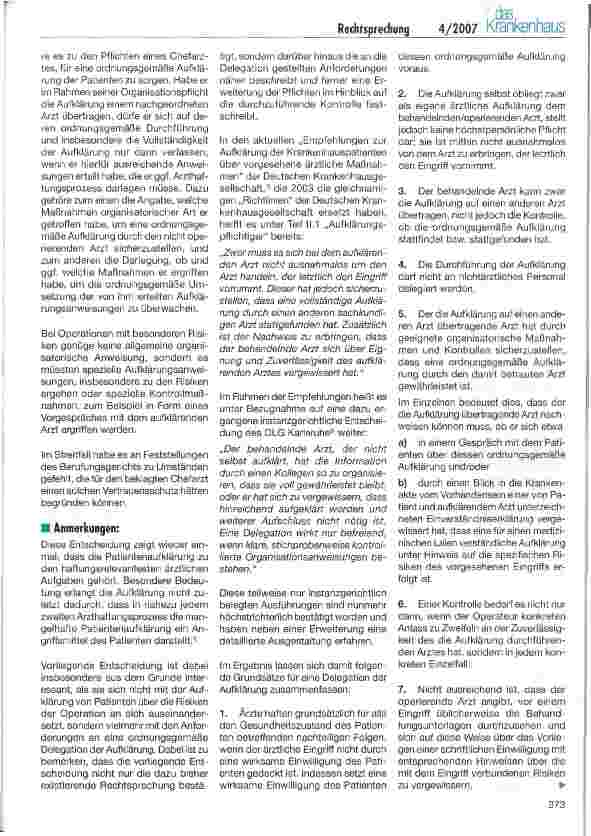 Vorschauseite 2: Rechtsprechung - Delegation der Aufklärung