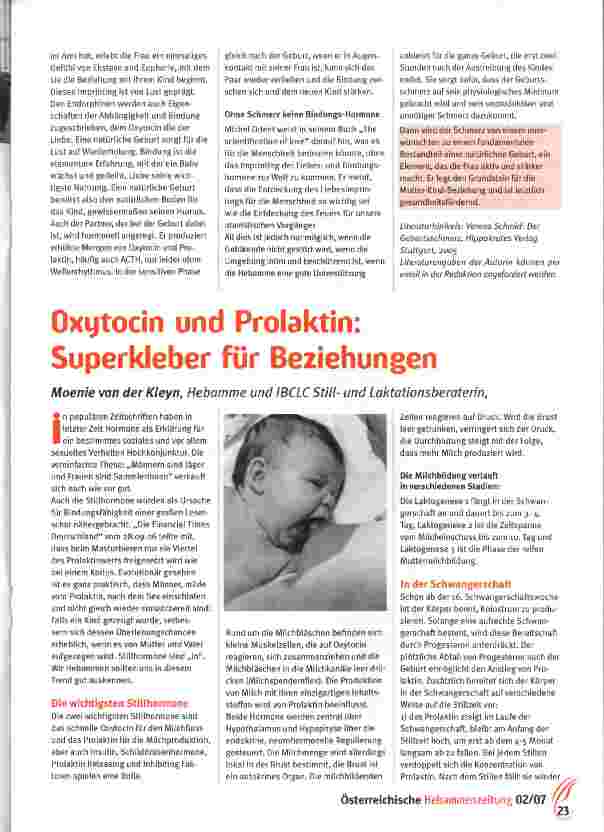 Vorschauseite 1: Oxytocin und Prolaktin: Superkleber für Beziehungen
