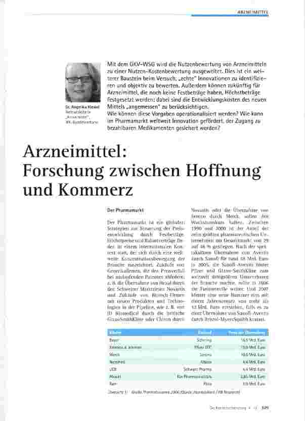 Vorschauseite 1: Arzneimittel: Forschung zwischen Hoffnung und Kommerz