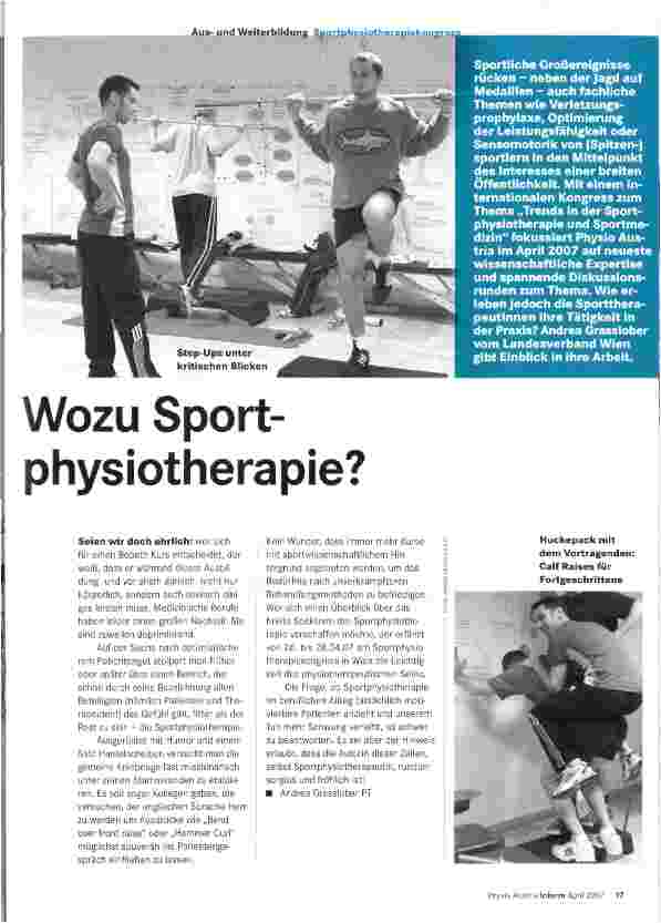 Vorschauseite 1: Wozu Sportphysiotherapie?