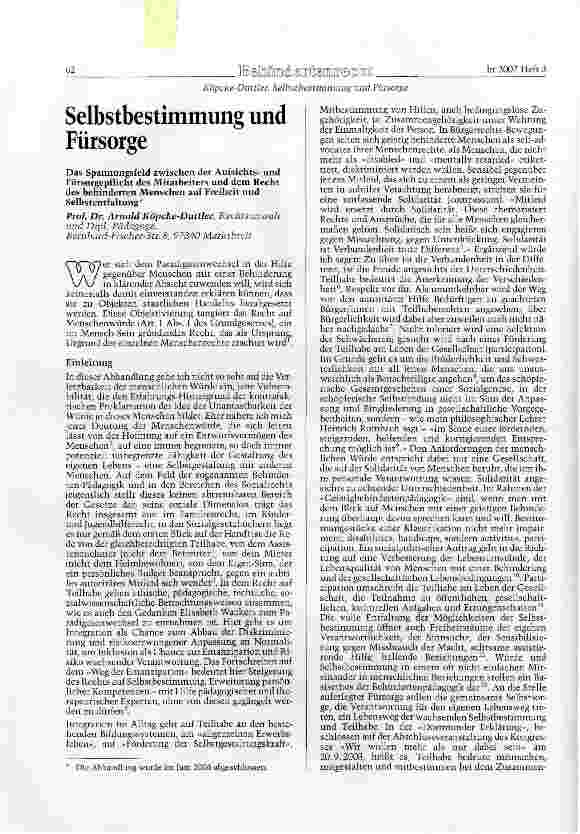 Vorschauseite 1: Selbstbestimmung und Fürsorge