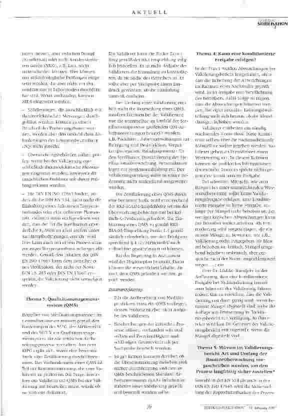 Vorschauseite 2: Erfahrungsaustausch der Validierer von (Dampf-) Sterilisationsprozessen im GesundheitsdienstTeil 2 (Diskussionsergebnisse)