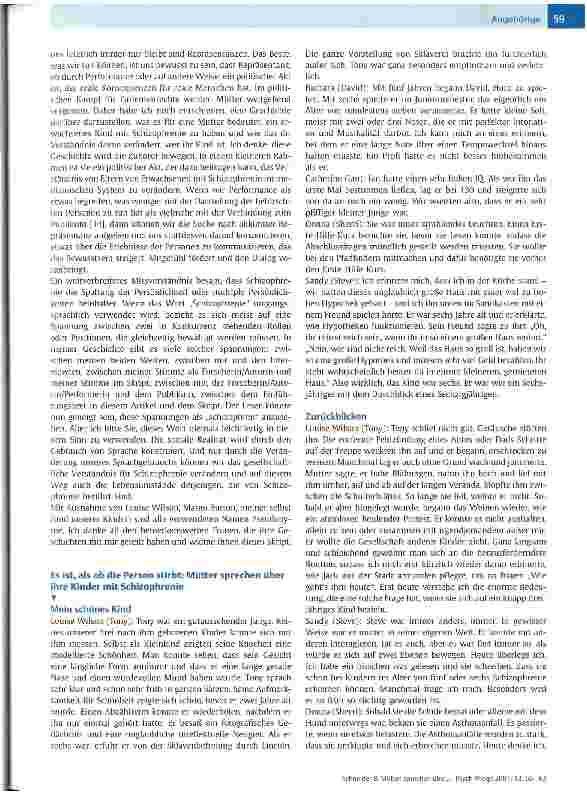 Vorschauseite 4: Mütter sprechen über ihre an Schizophrenie erkrankten Kinder: eine Performance-Autoethnografie
