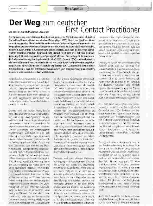 Vorschauseite 1: Der Weg zum deutschen First-Contact Practitioner