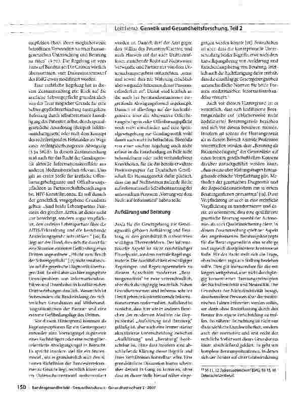 Vorschauseite 6: Gendiagnostik als Gesetzgebungsprojekt