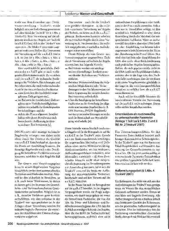 Vorschauseite 2: Die Trinkwasserverordnung 2001 - bewährt oder revisionsbedürftig?