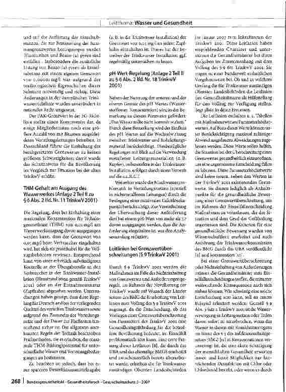 Vorschauseite 4: Die Trinkwasserverordnung 2001 - bewährt oder revisionsbedürftig?