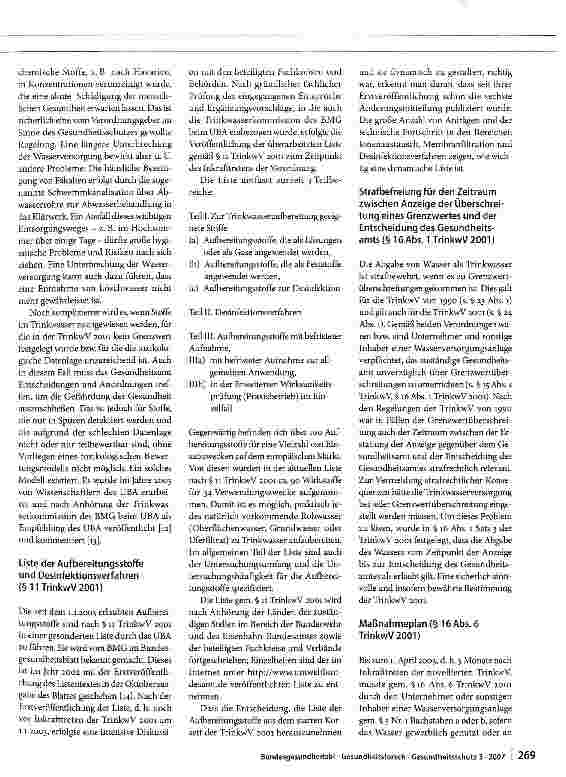 Vorschauseite 5: Die Trinkwasserverordnung 2001 - bewährt oder revisionsbedürftig?