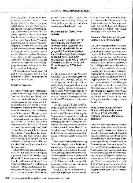 Vorschauseite 6: Die Trinkwasserverordnung 2001 - bewährt oder revisionsbedürftig?