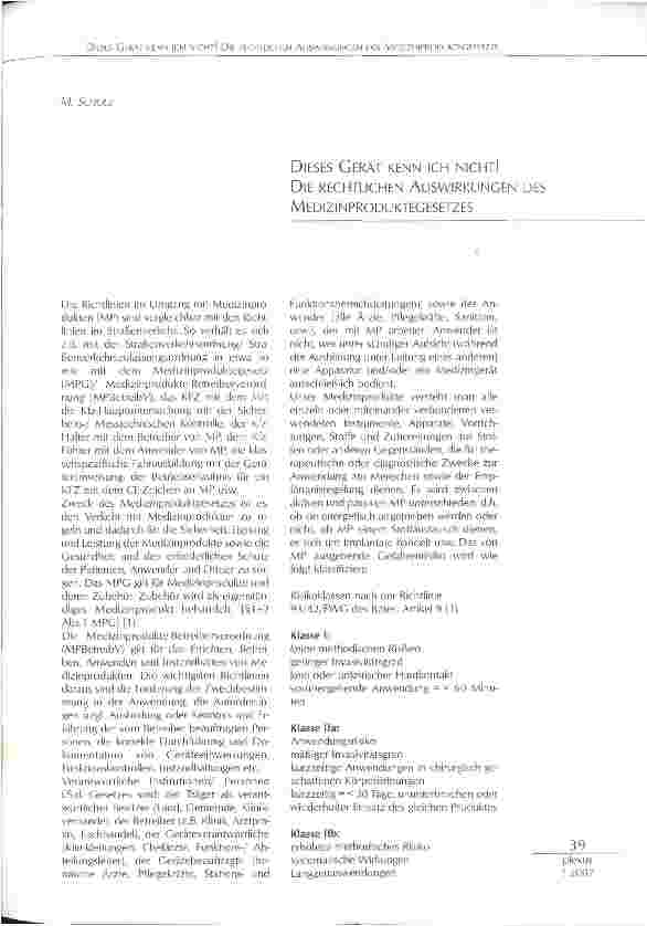Vorschauseite 1: DIESES GERÄT KENN ICH NICHT!DIE RECHTLICHEN AUSWIRKUNGEN DESMEDIZINPRODUKTECESETZES