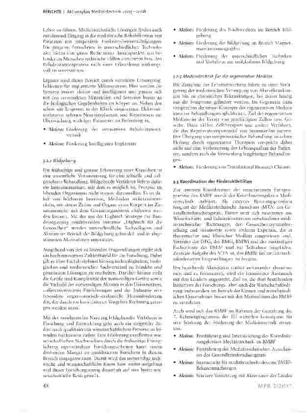 Vorschauseite 3: Aktionsplan Medizintechnik 2007-2008