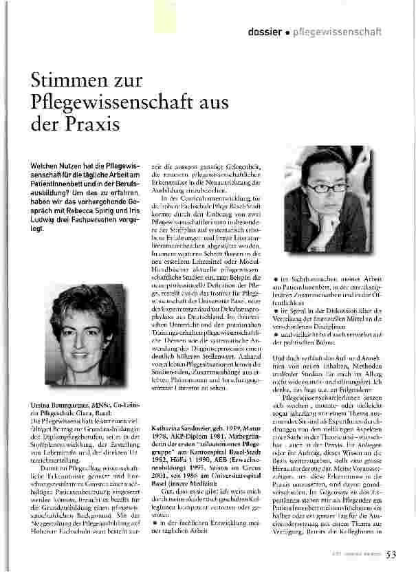 Vorschauseite 1: Stimmen zur Pflegewissenschaft aus der Praxis