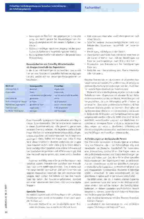 Vorschauseite 2: Freiwillige Sterbebegleiterinnen brauchen Unterstützung -ein Erfahrungsbericht