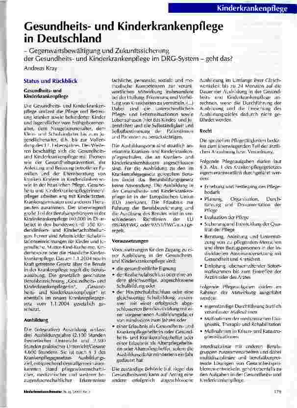 Vorschauseite 1: Gesundheitsund Kinderkrankenpflege in Deutschland