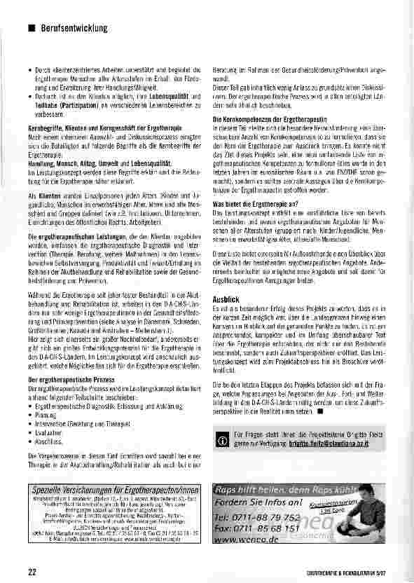 Vorschauseite 2: DACHS-Projekt Ergotherapie 2010 - Resultate aus dem zweiten Meilenstein