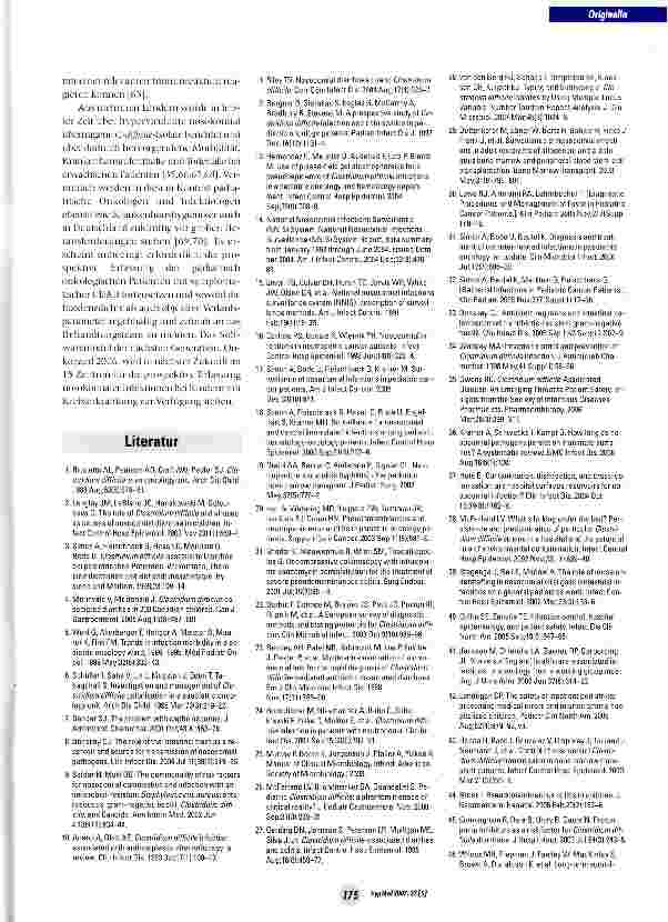 Vorschauseite 6: NosokomiaIe Clostridium-difficile-assoziierte Erkrankungen bei pädiatrisch-onkologischen Patienten - Ergebnisse einer prospektiven Surveillancestudie