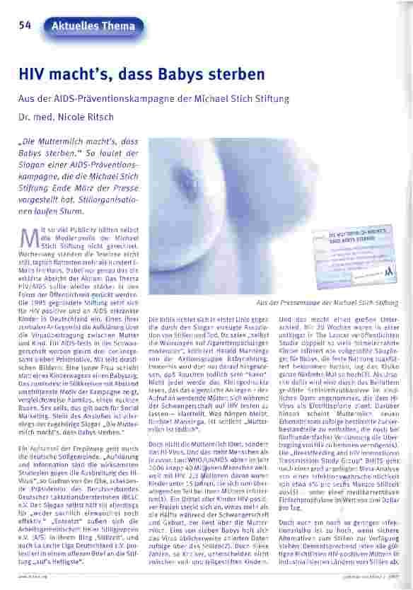 Vorschauseite 1: HIV machts, dass Babys sterben