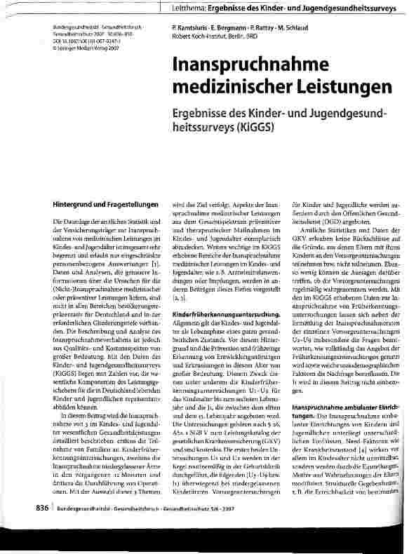 Vorschauseite 1: Inanspruchnahme medizinischer Leistungen