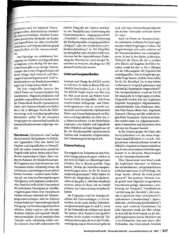 Vorschauseite 2: Inanspruchnahme medizinischer Leistungen