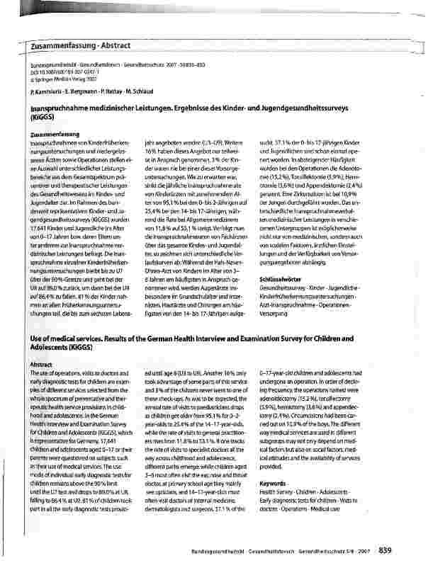 Vorschauseite 4: Inanspruchnahme medizinischer Leistungen