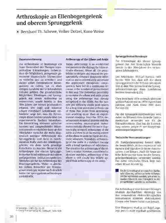 Vorschauseite 1: Arthroskopie an Ellenbogengelenk und oberem Sprunggelenk
