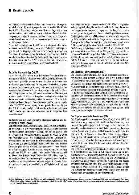 Vorschauseite 3: Das Osnabrücker Arbeitsfähigkeitenprofil (O-AFP)