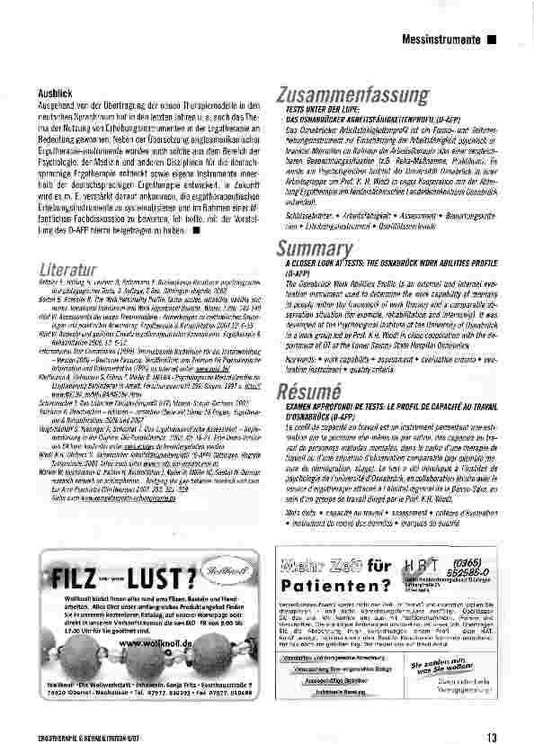 Vorschauseite 4: Das Osnabrücker Arbeitsfähigkeitenprofil (O-AFP)