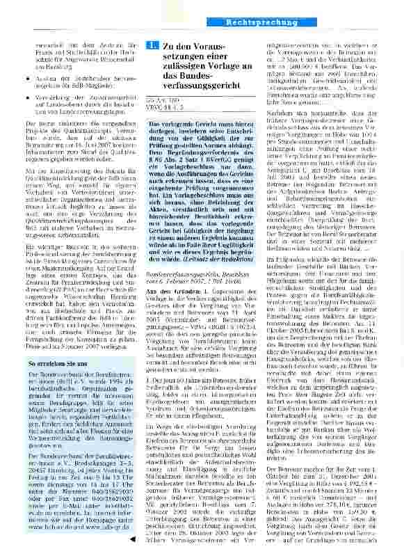 Vorschauseite 1: Zu den Voraussetzungen einer zulässigen Vorlage an das Bundesverfassungsgericht