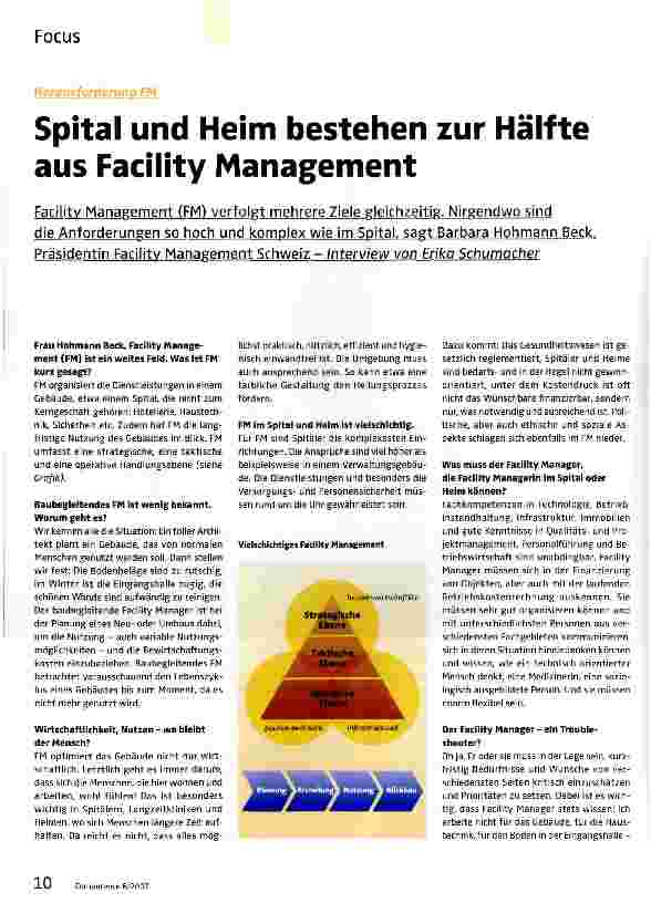 Vorschauseite 1: Spital und Heim bestehen zur Hälfte aus Facility Management