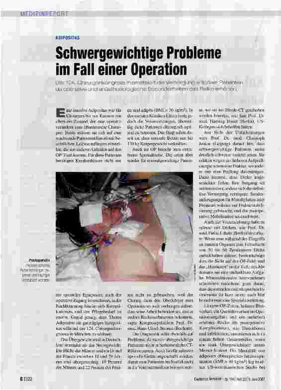 Vorschauseite 1: Schwergewichtige Probleme im Fall einer Operation